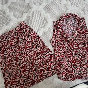 Newport Red and Pink Swirl Patterned Fabric